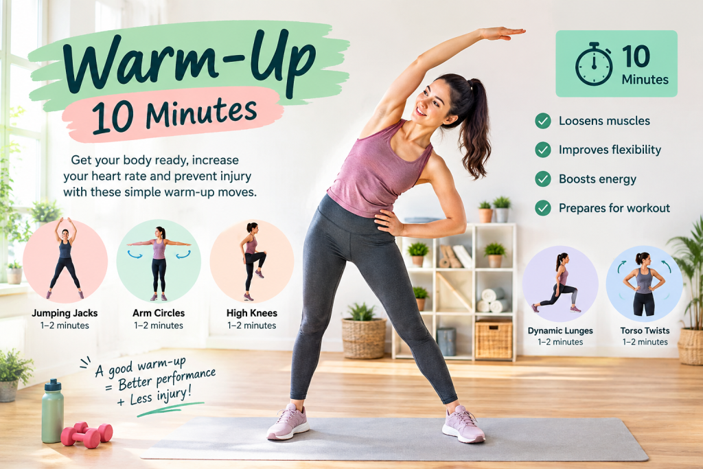 10-minute warm-up exercises before a full body workout