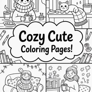 30 Cozy Girl Moments Coloring Book | 30 pages Bold & Easy Printable PDF PNG | Digital Coloring Pages, (PDF Download)