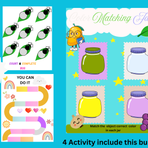 Color Match Jars – Cut & Complete the Bug | Printable Fine Motor Activity