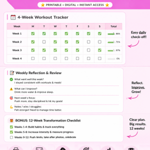 Ultimate 90-Day Fitness Planner Bundle Printable | Workout, Weight Loss & Wellness Tracker PDF