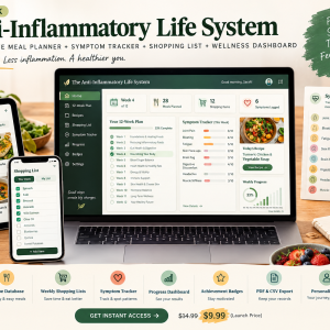 12-Week Anti-Inflammatory Life System Dashboard – Interactive Meal Planner, Symptom Tracker & Wellness Planner