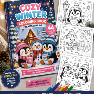 Holiday Coloring Book for Kids: Cute Animals & Cozy Winter Moments Ages 3–8: