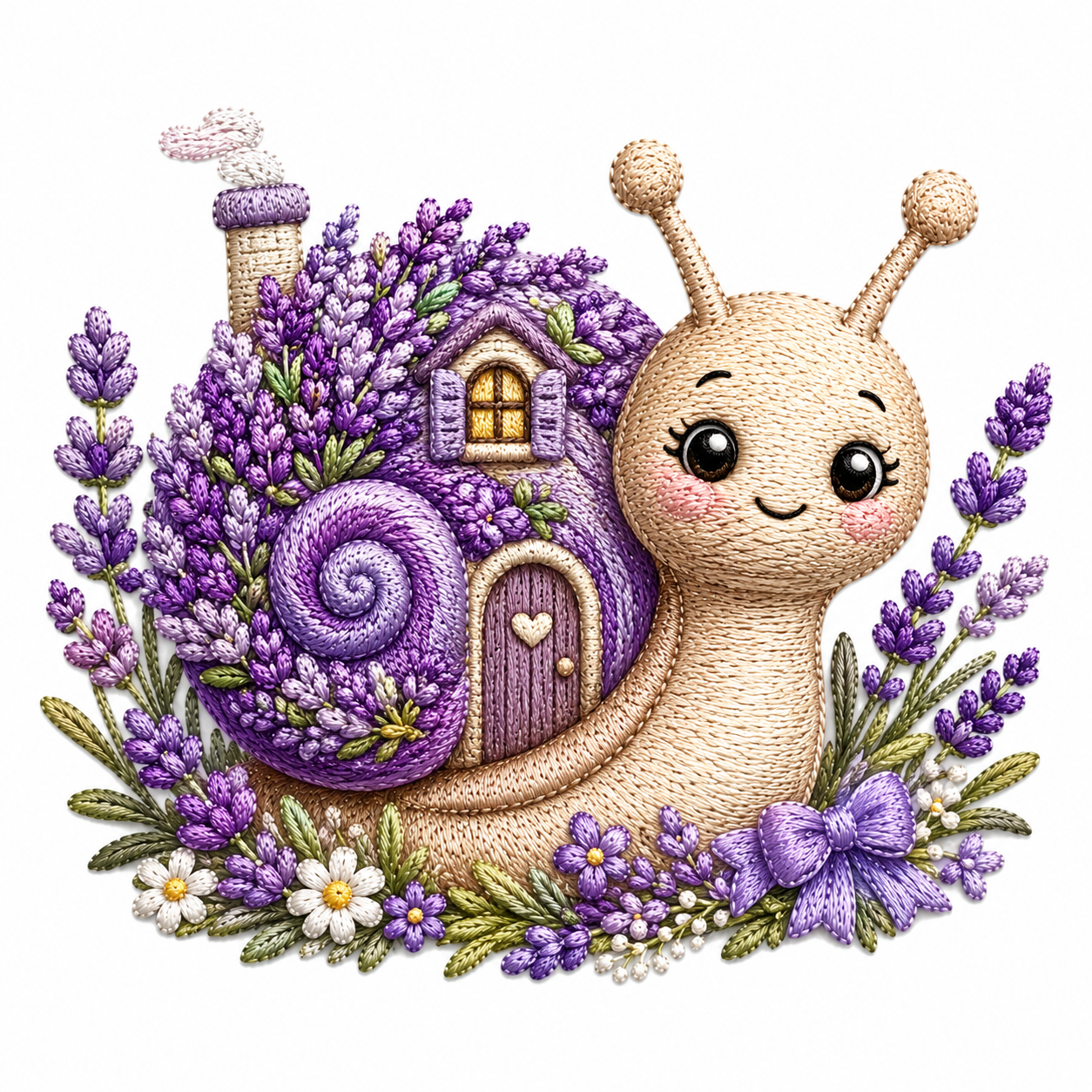 Cute Lavender Snail Cottage T-Shirt | Whimsical Nature Lover Tee - Image 4