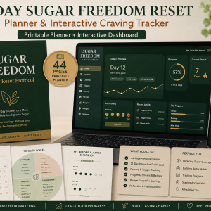 21-Day Sugar Detox & Craving Tracker | Digital Wellness Planner