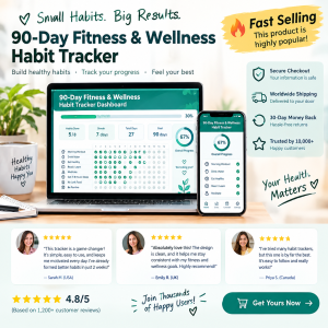 90-Day Fitness & Wellness Habit Tracker Dashboard – Interactive Workout, Habit & Body Progress Planner