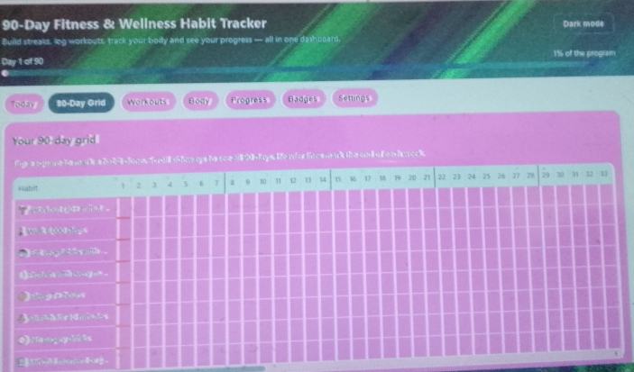90-Day Fitness & Wellness Habit Tracker Dashboard – Interactive Workout, Habit & Body Progress Planner - Image 6