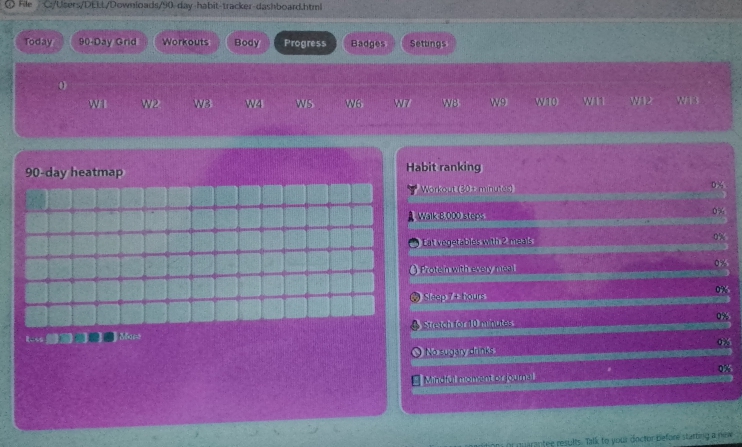 90-Day Fitness & Wellness Habit Tracker Dashboard – Interactive Workout, Habit & Body Progress Planner - Image 9